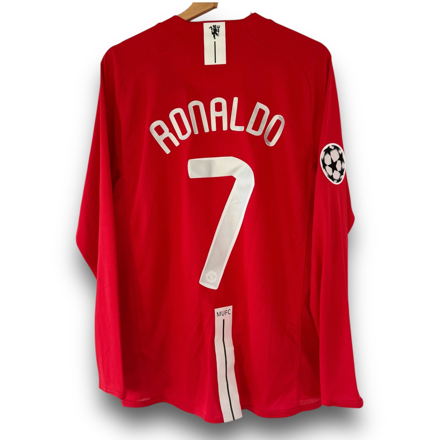 Camiseta Manchester United 2007-2008 Local Manga Larga Final UCL