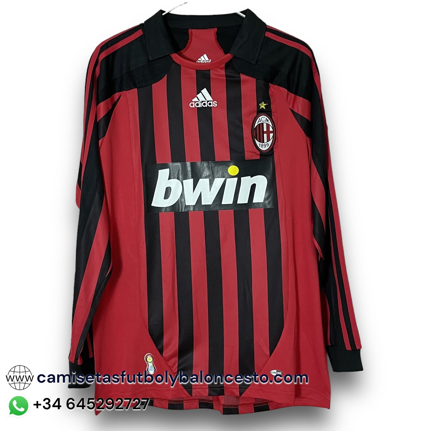 Camiseta AC Milan 2007-2008 Local Manga Larga