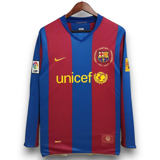 Camiseta Barcelona 2007-2008 Local Manga Larga