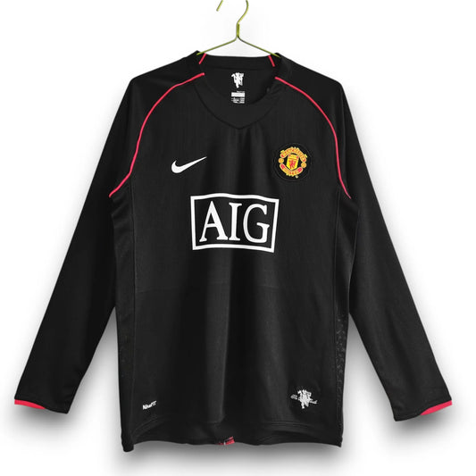 Camiseta Manchester United 2007-08 Visitante Manga Larga