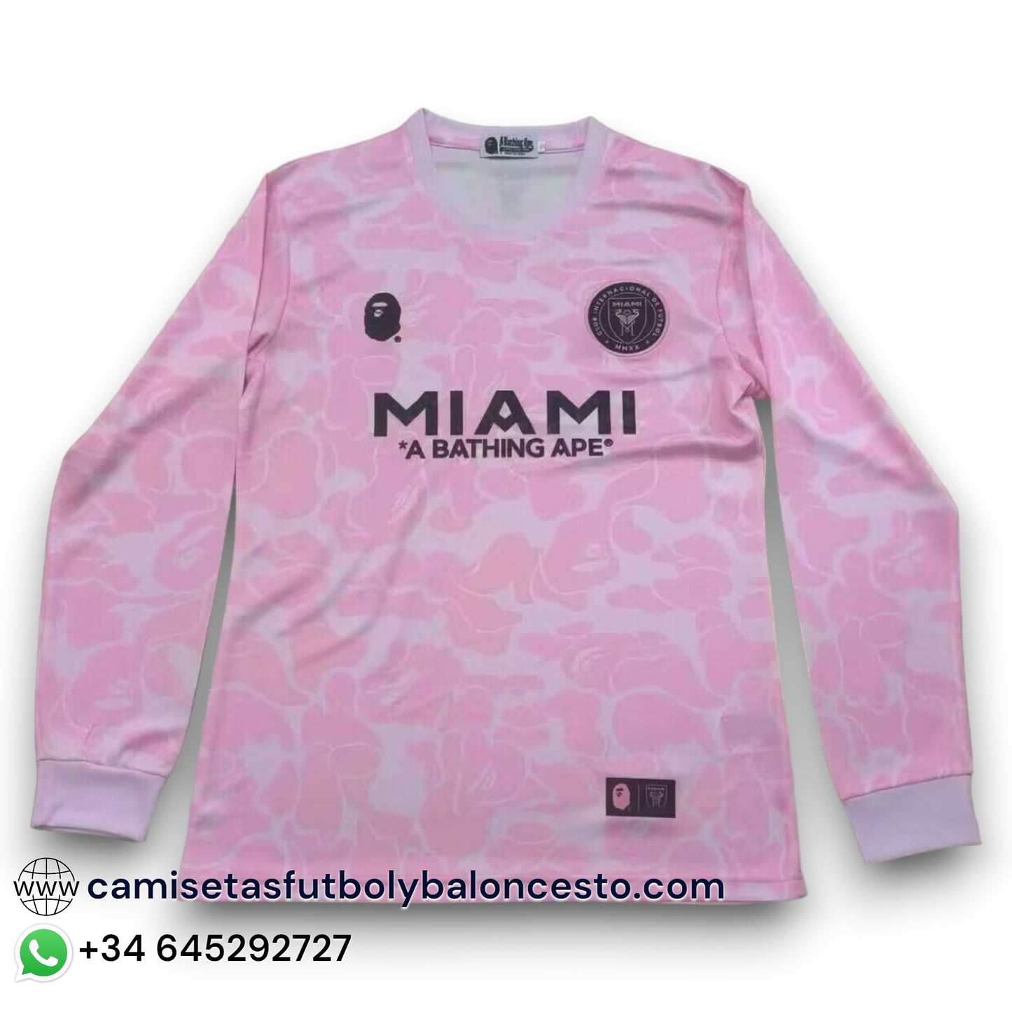 Camiseta Inter de Miami x BAPE 2023-2024 Pink - Manga Larga