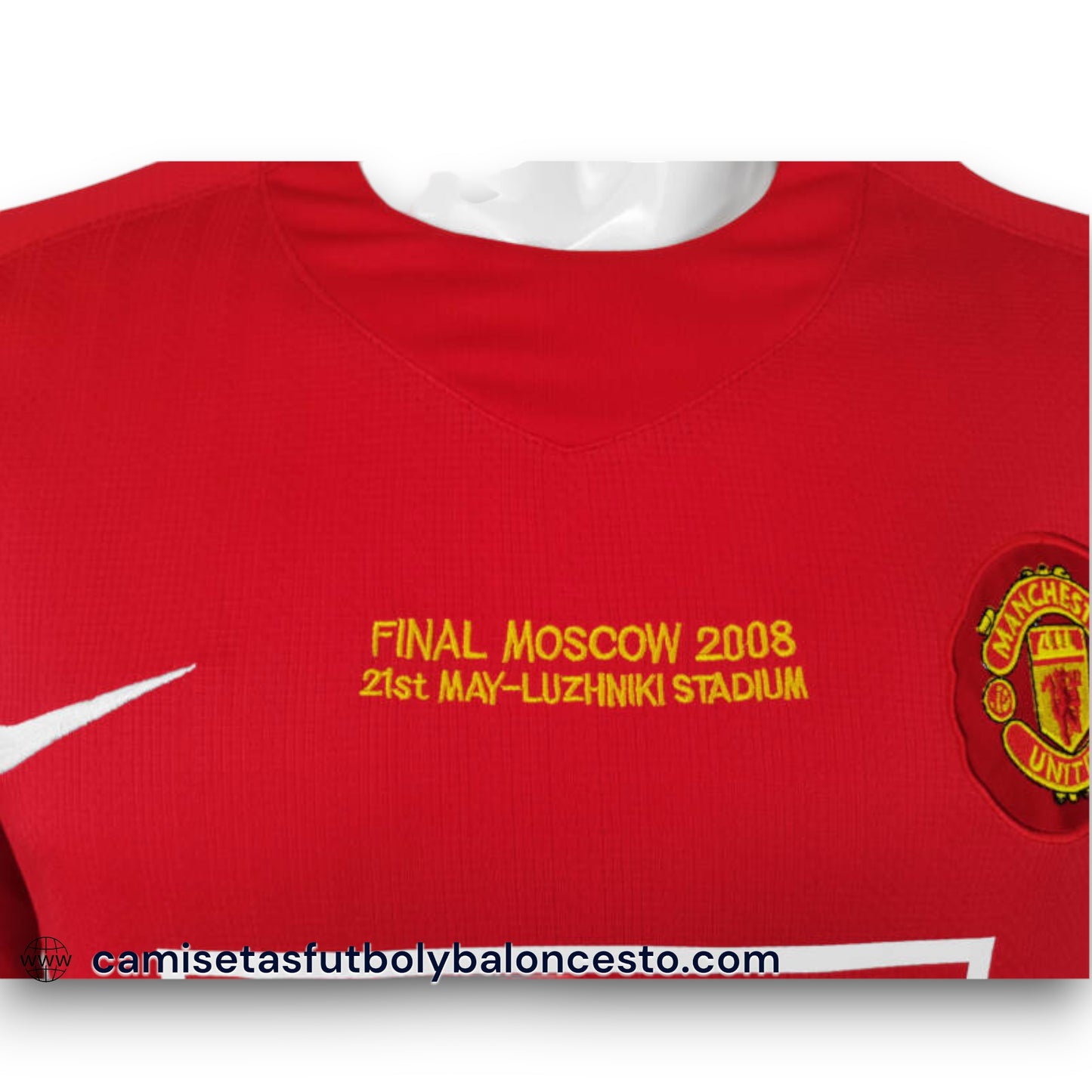 Camiseta Manchester United 2007-2008 Local Manga Larga Final UCL