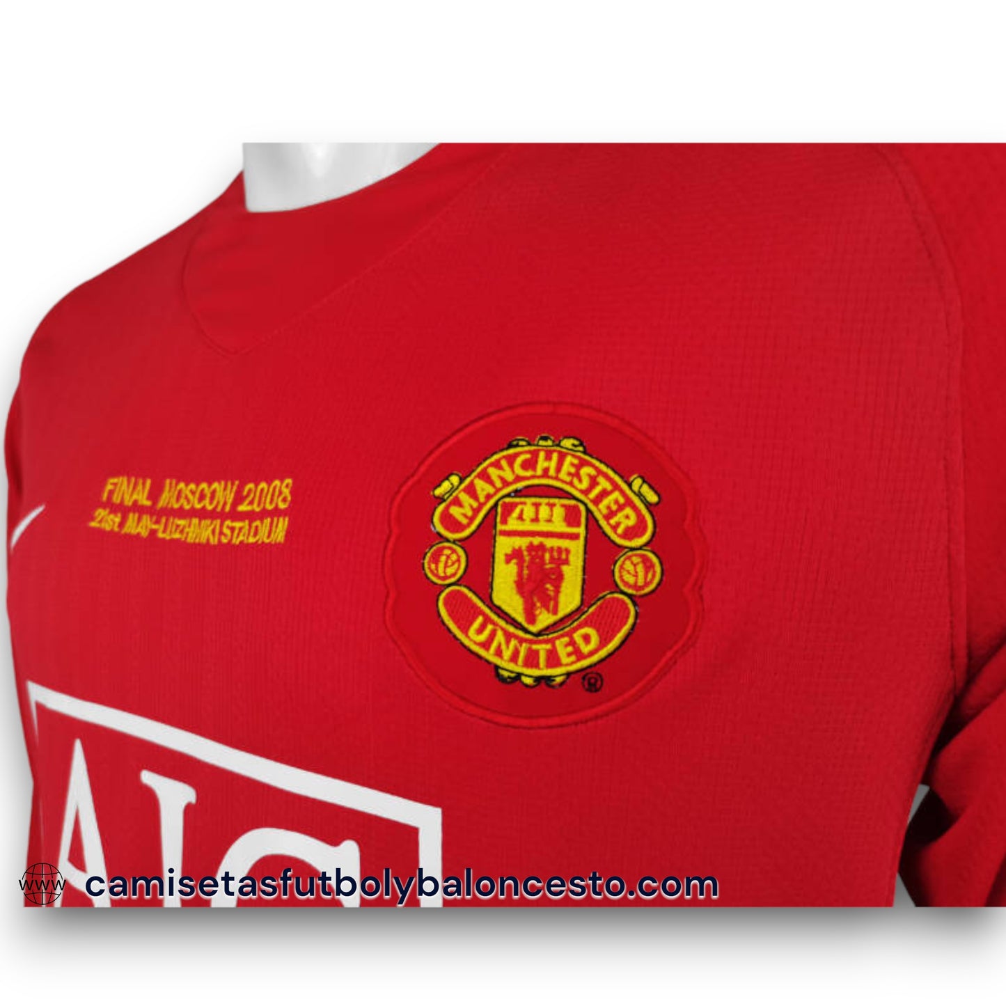 Camiseta Manchester United 2007-2008 Local Manga Larga Final UCL