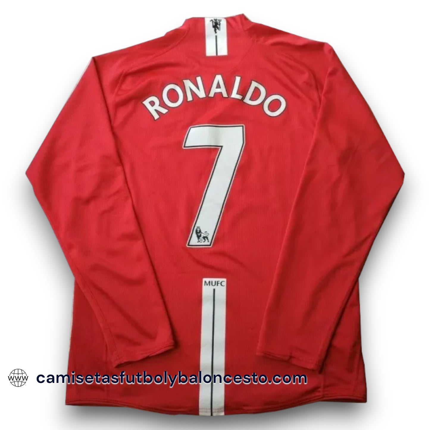 Camiseta Manchester United 2007-2008 Local Manga Larga Final UCL