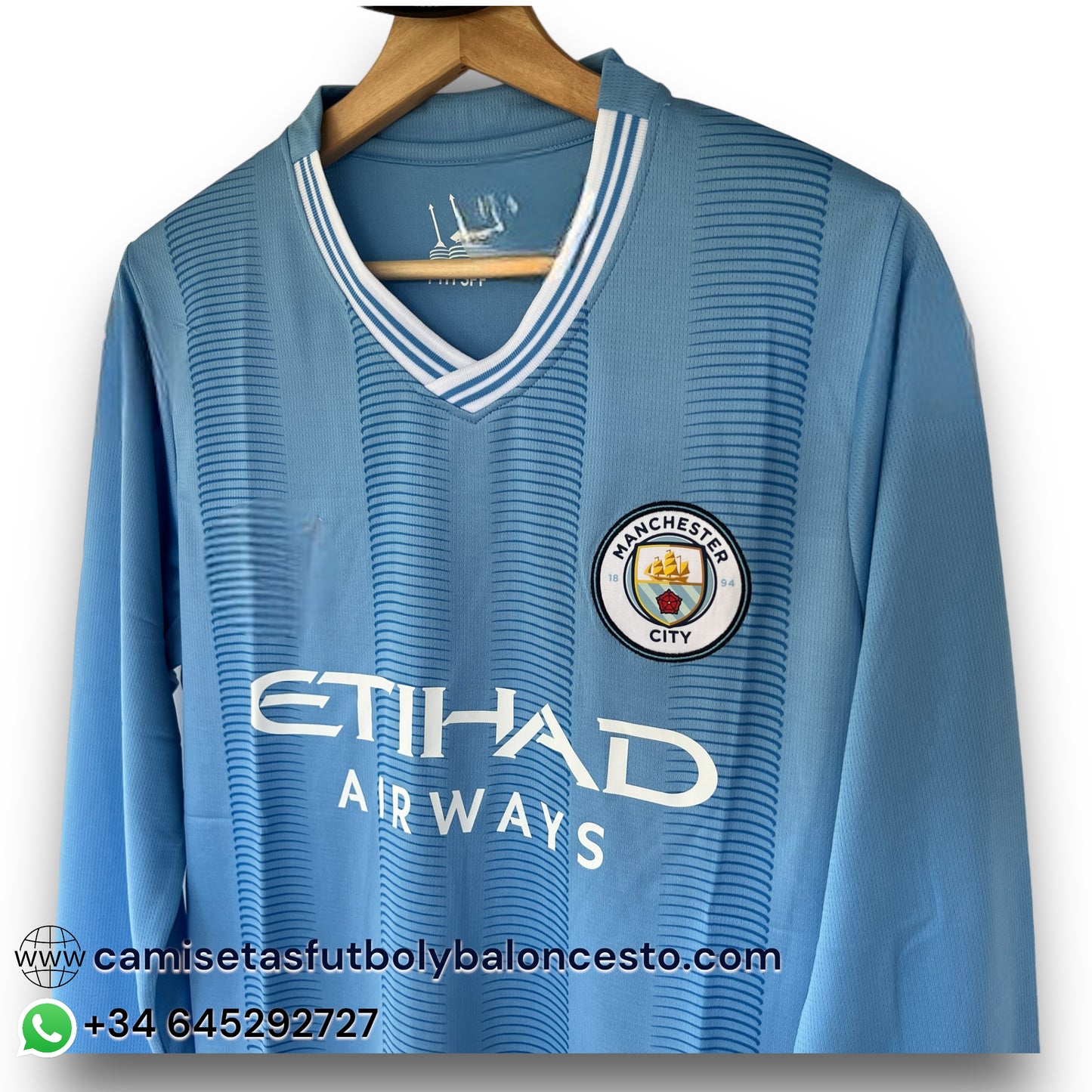 Camiseta Manchester City 2023-2024 Local Manga Larga