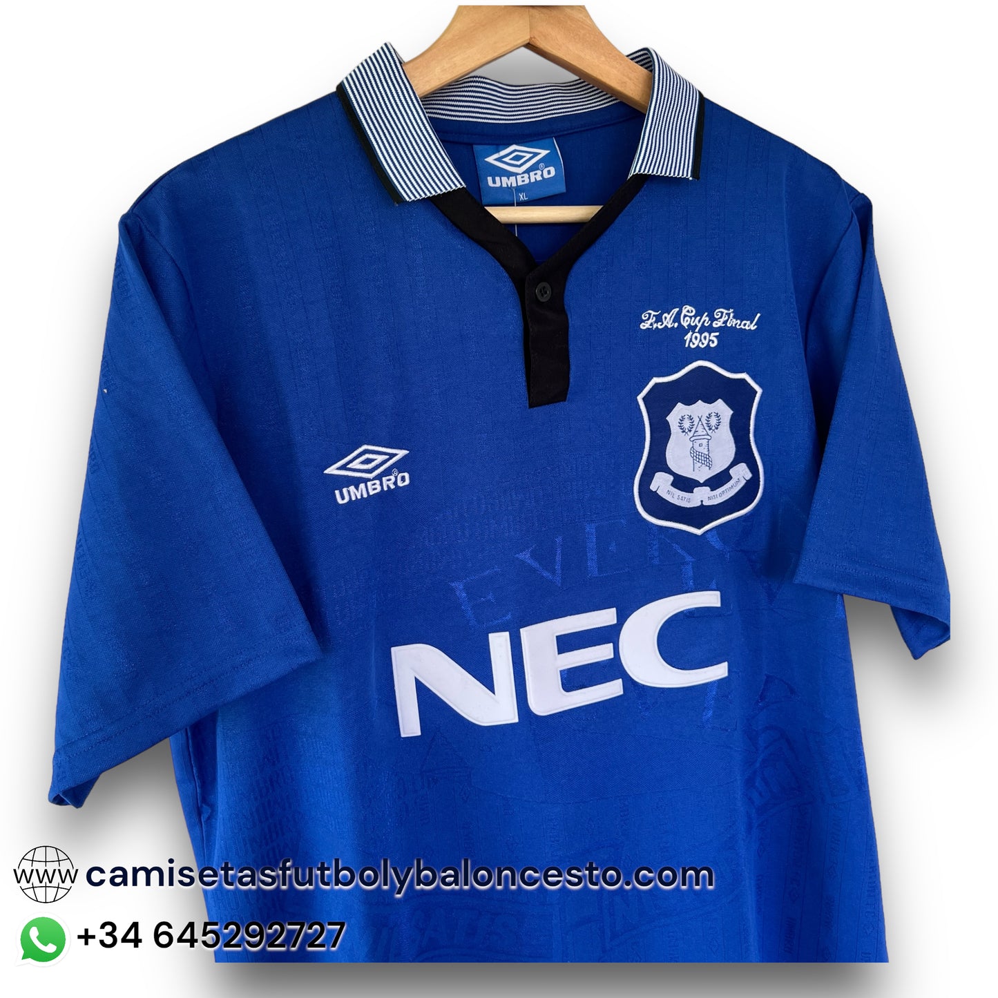 Camiseta Everton 1994-1995 Local Final Copa