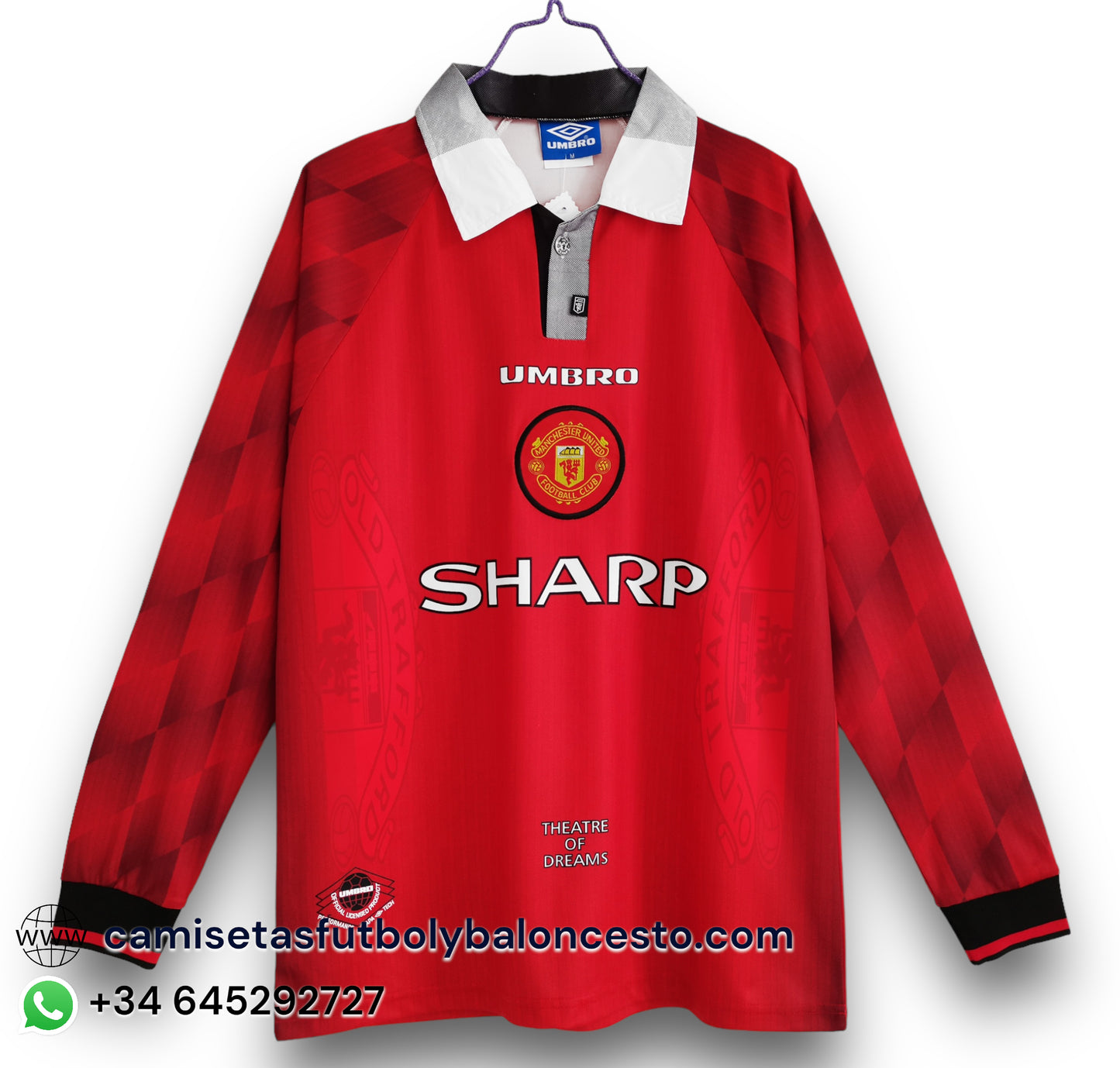 Camiseta Manchester United 1996-1997 Local Manga Larga