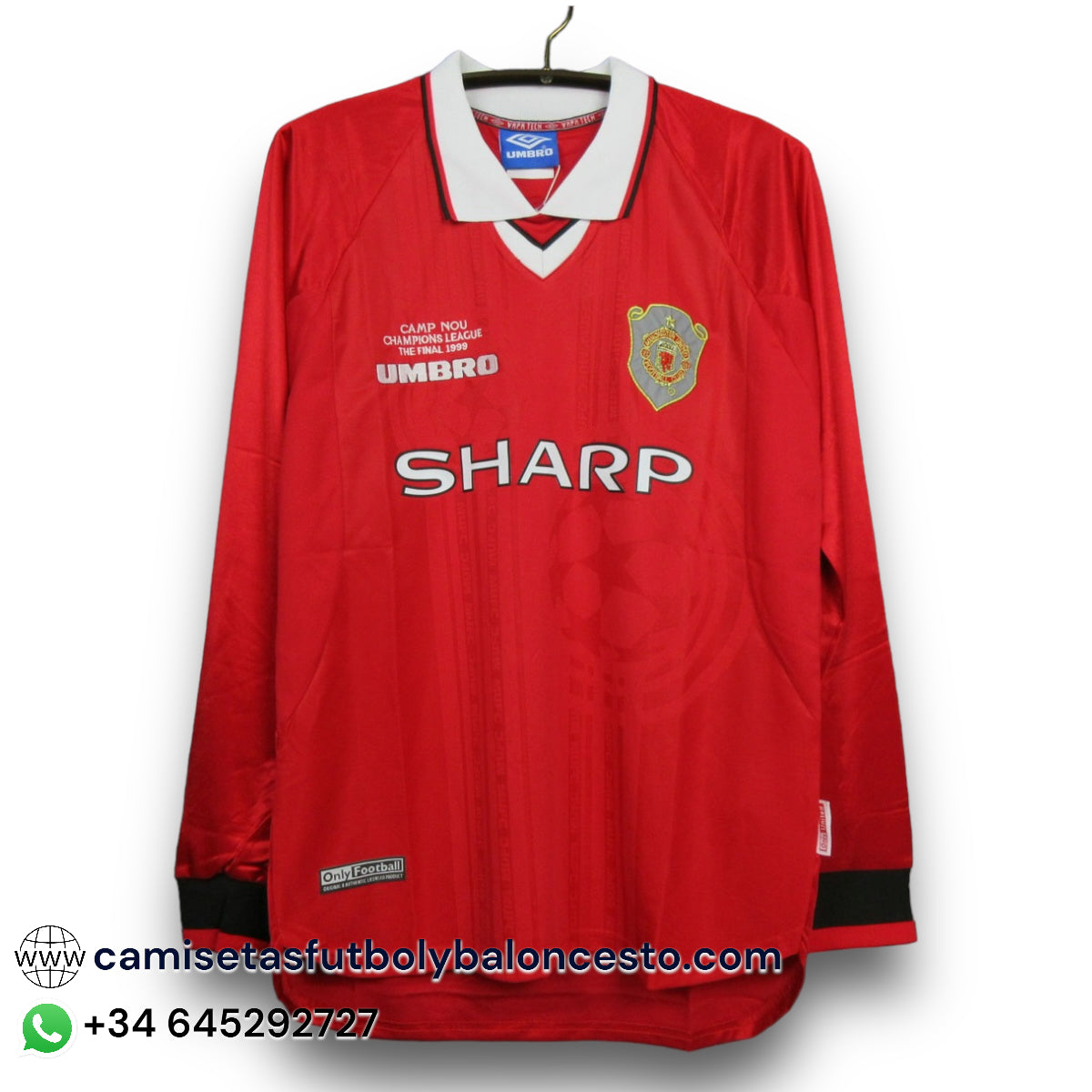 Camiseta Manchester United 1999-2000 Local Manga Larga - Final UCL