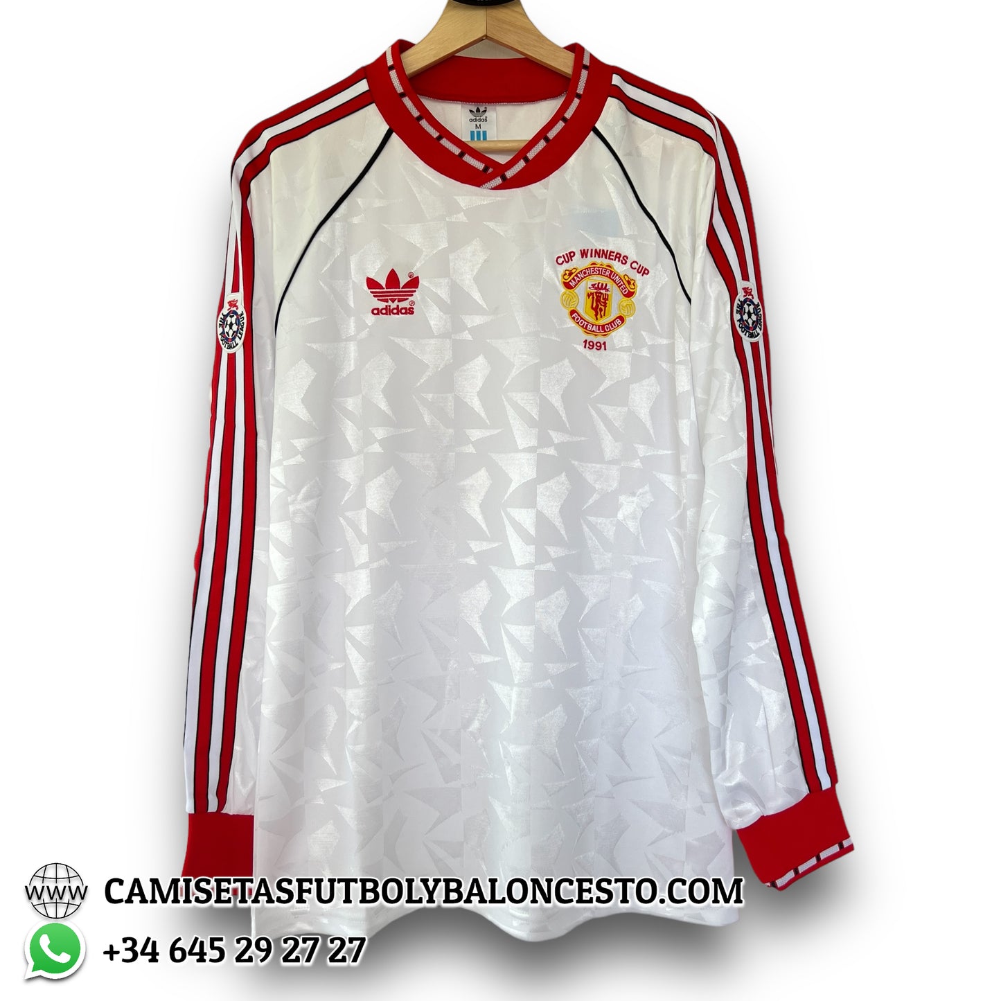 Camiseta Manchester United 1990-1991 Visitante Manga Larga Campeones Europa