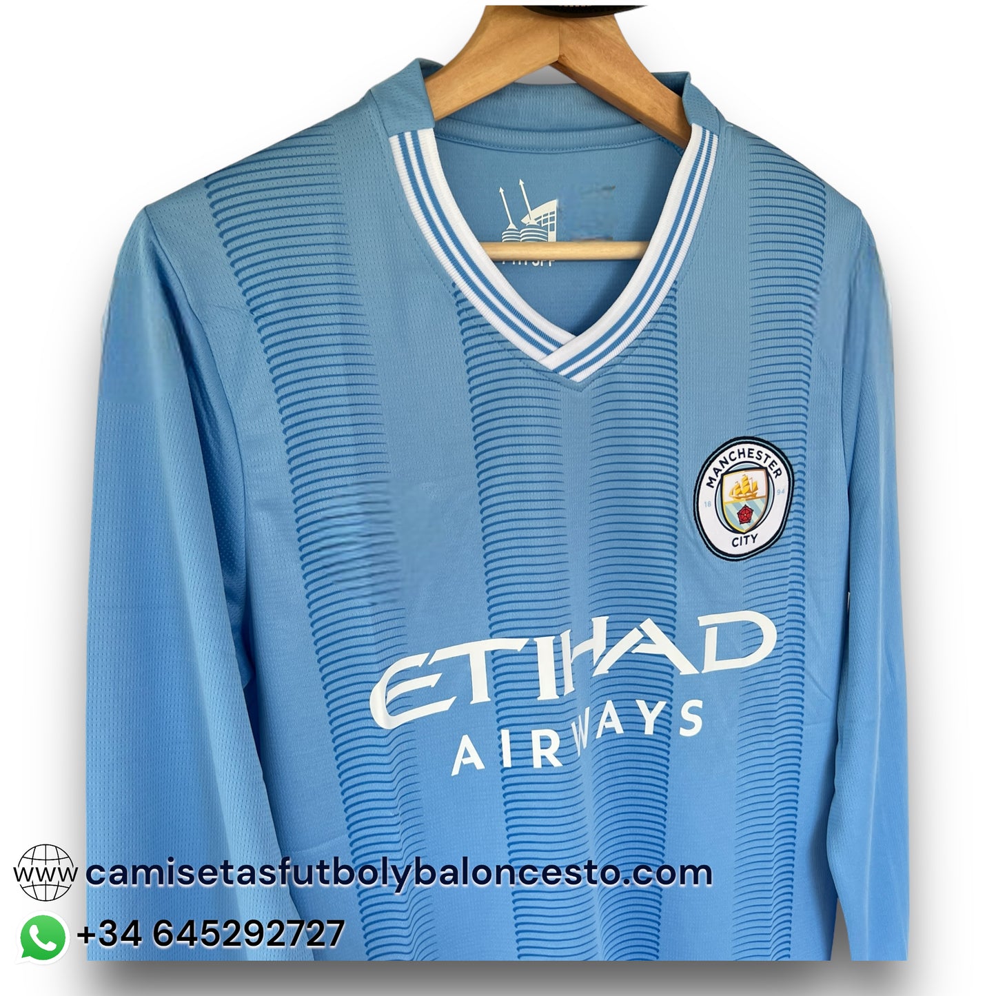 Camiseta Manchester City 2023-2024 Local Manga Larga